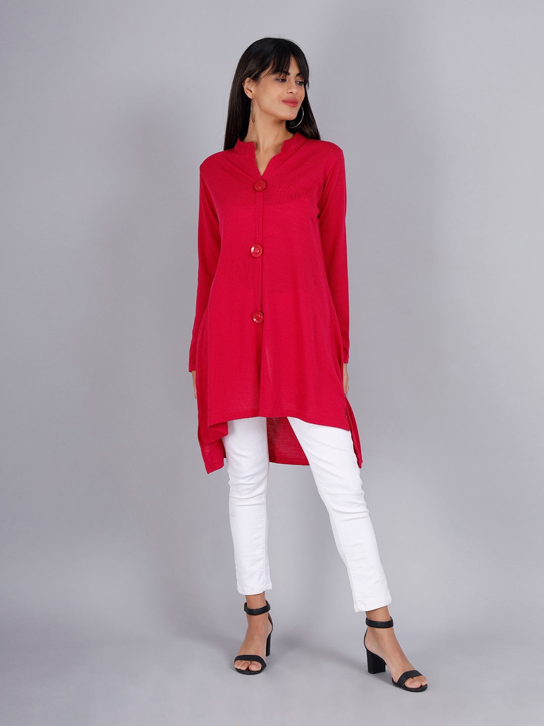 

KEIKO Women Long Sleeves Button Shrug, Pink