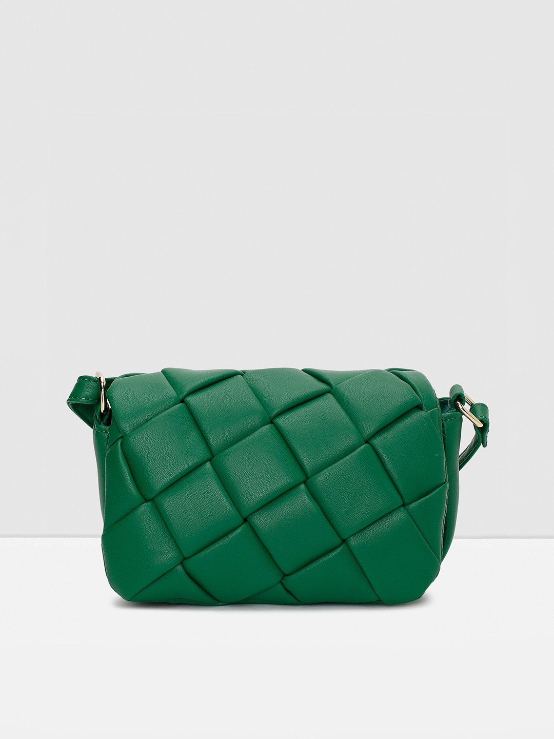 

max Geometric PU Structured Sling Bag, Green