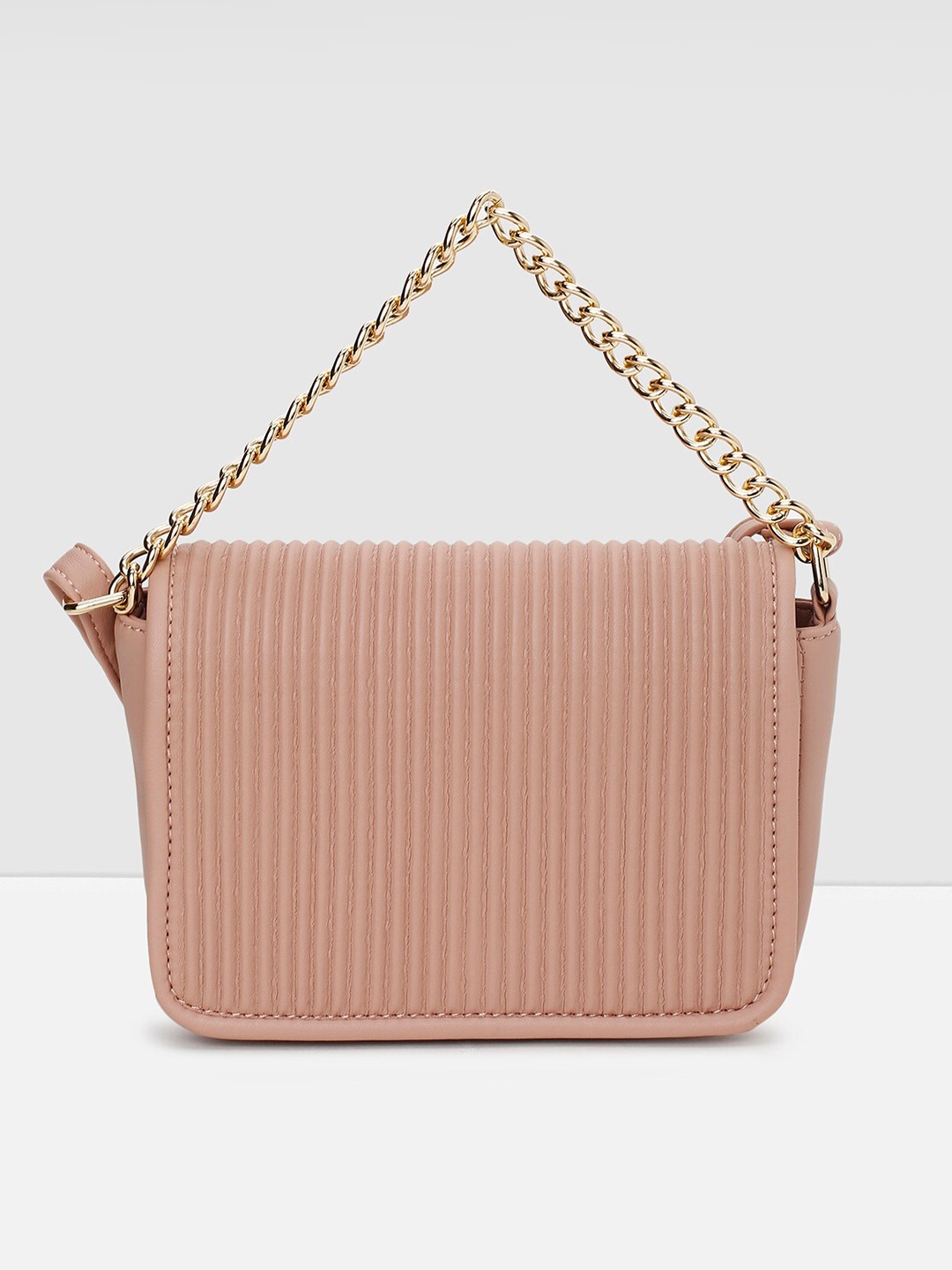 

max Pink Striped PU Oversized Structured Handheld Bag with Quilted