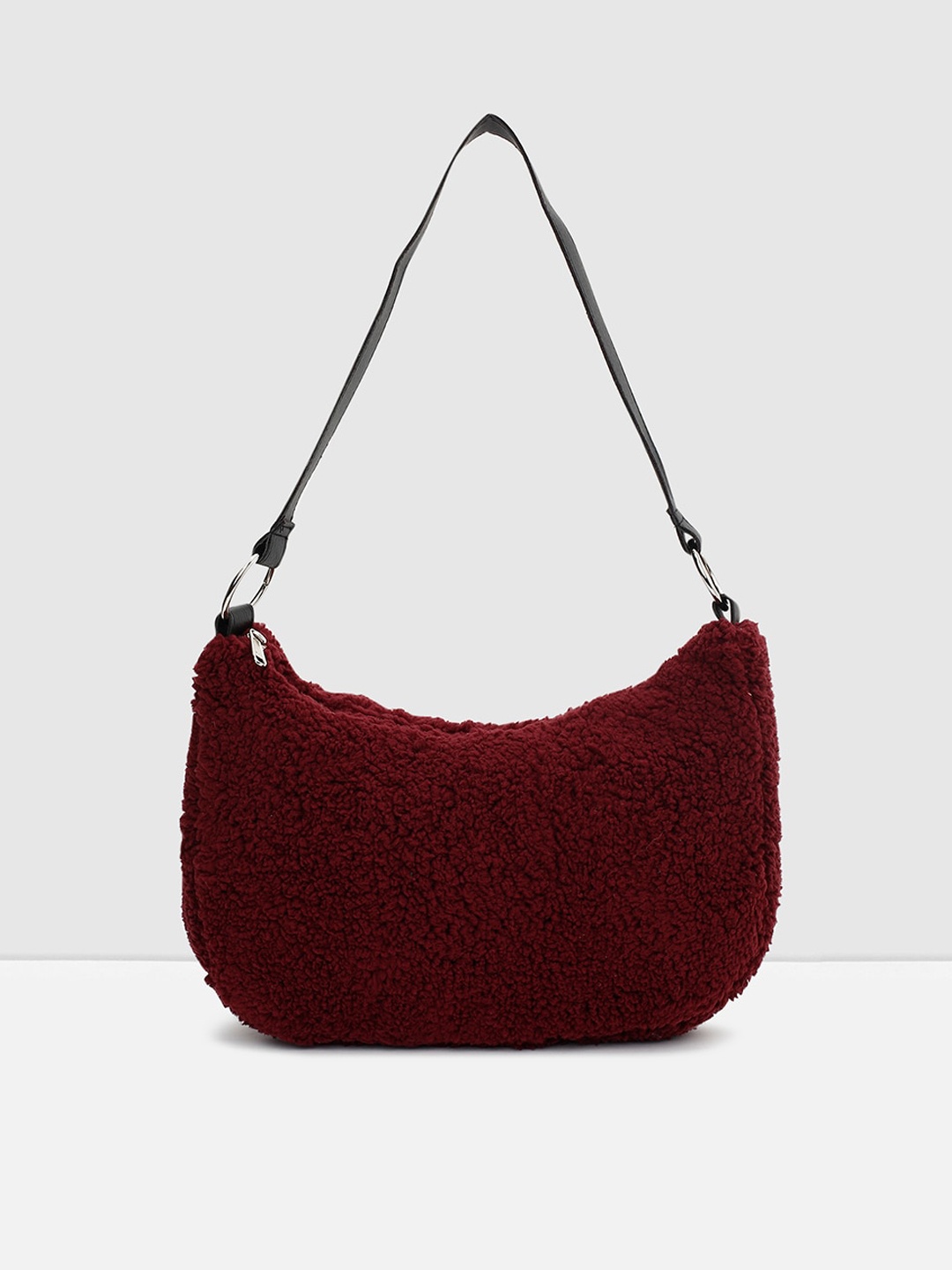 

max Maroon Floral PU Structured Hobo Bag with Quilted