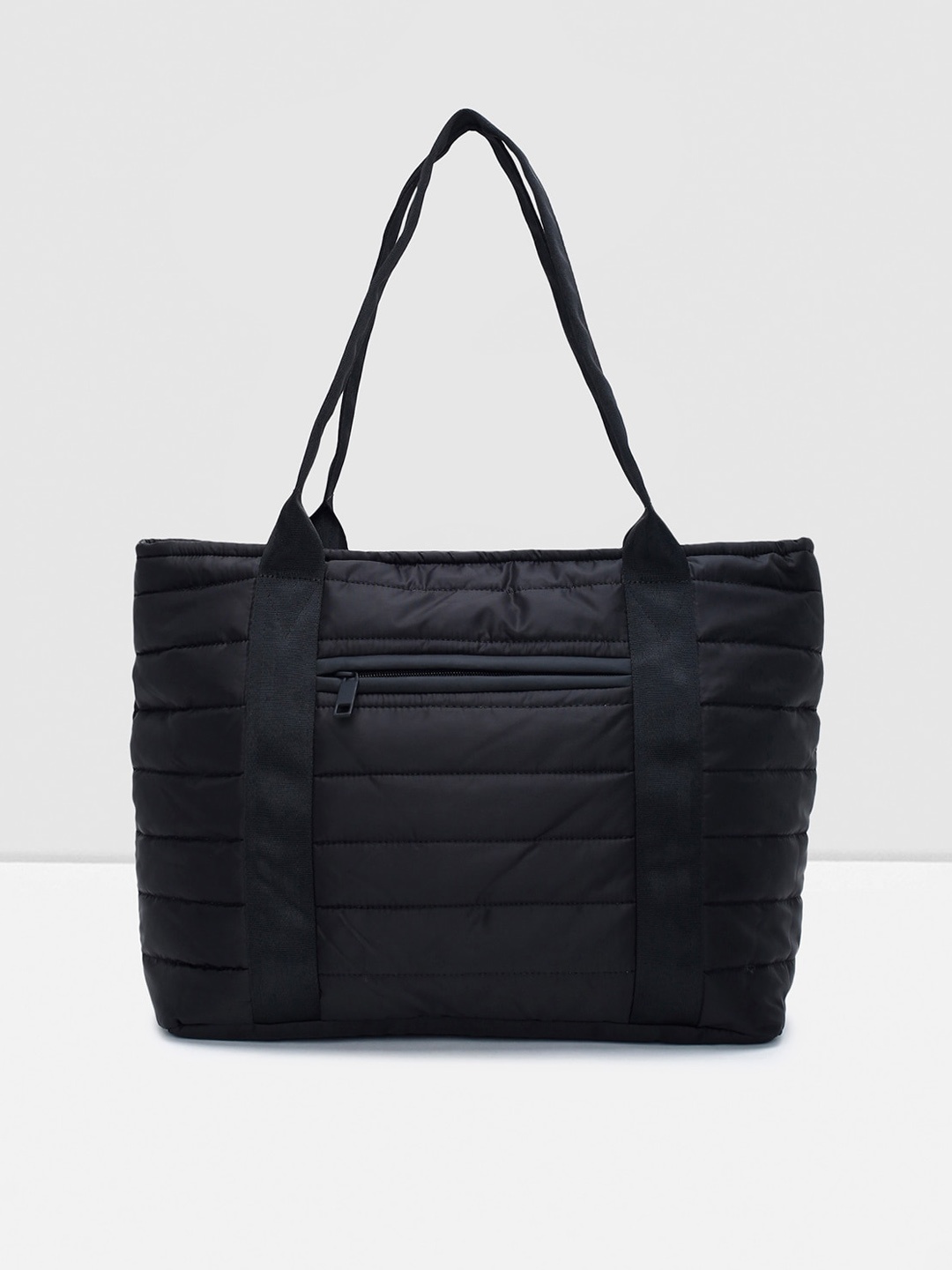

max Oversized Structured Shoulder Bag With Quilted, Black
