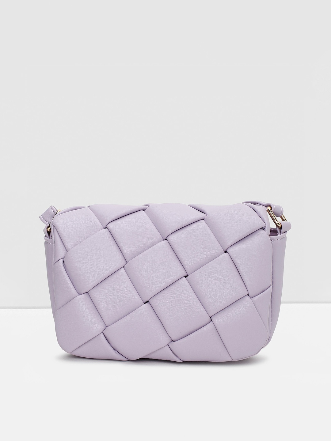 

max Purple PU Structured Sling Bag with Quilted