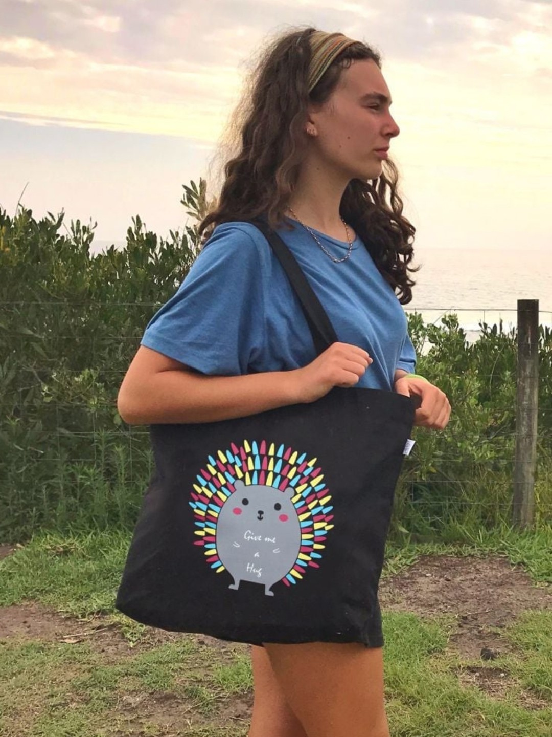 

EcoRight Black Printed Oversized Shopper Cotton Tote Bag