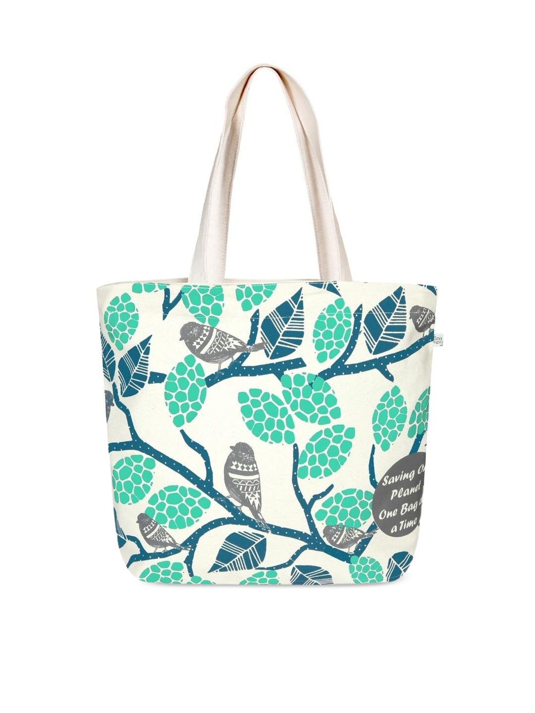 

EcoRight Sparrows Printed Oversized Shopper Cotton Tote Bag, Off white