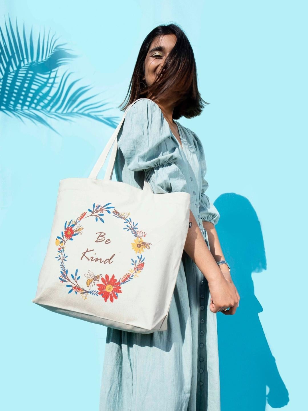 

EcoRight Typography Printed Shopper Cotton Tote Bag, Off white