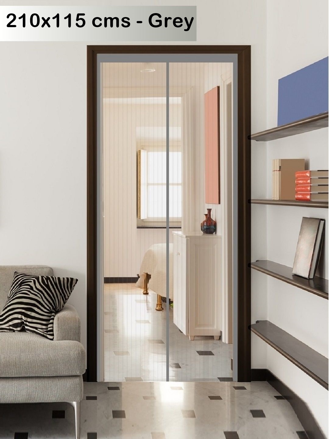 

Classic Mosquito Net Grey Magnet Self-Closing Mosquito Net for Door