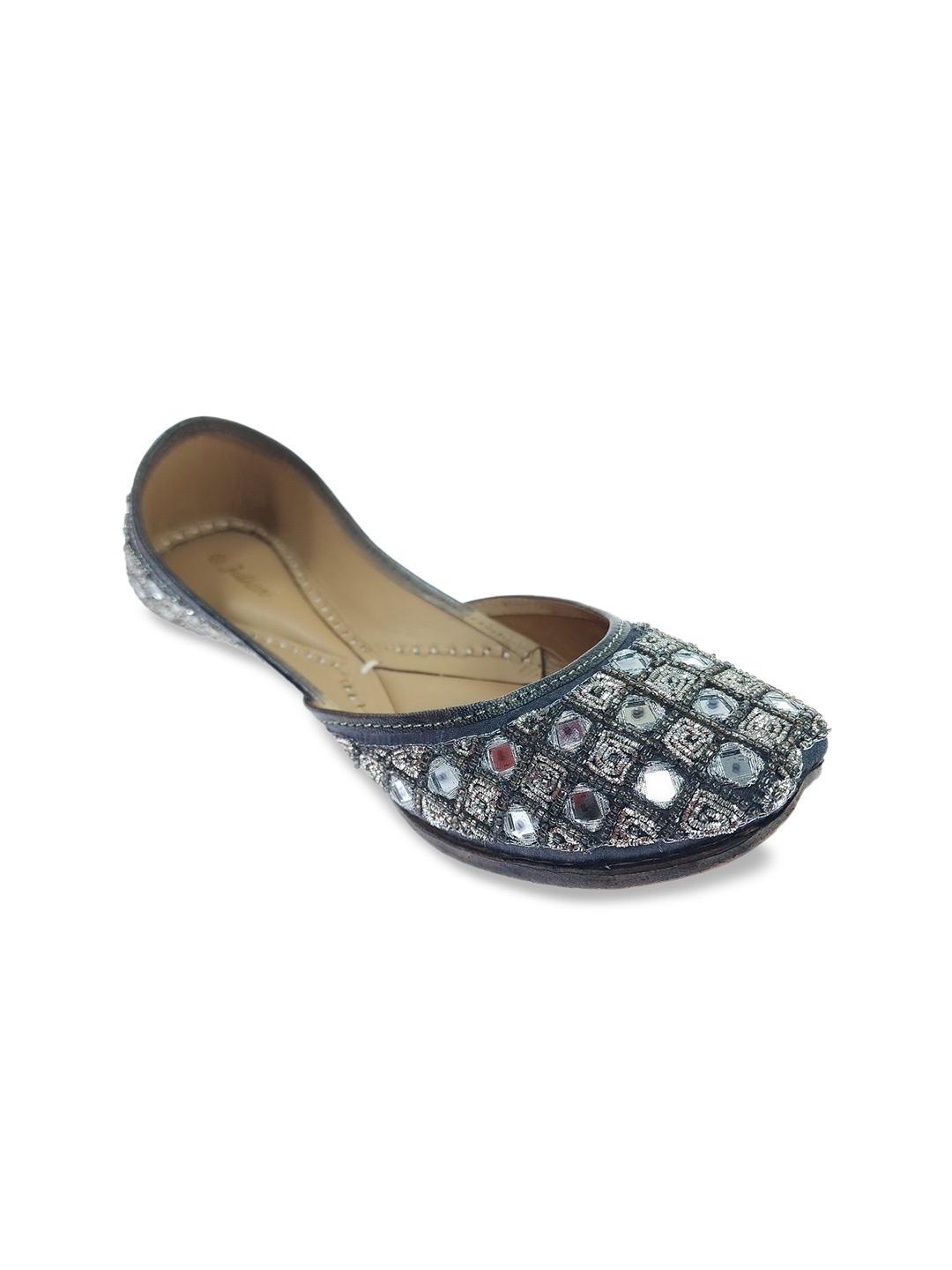 

Fulkari Women Embellished Ethnic Mojaris Flats, Grey