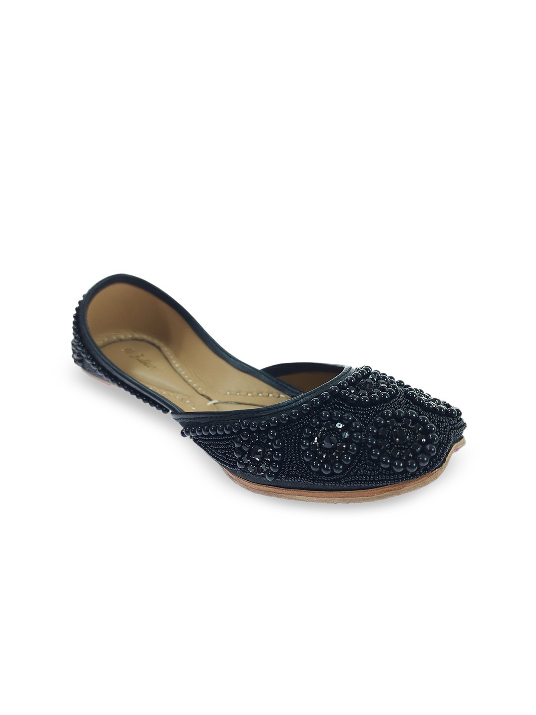 

Fulkari Women Embellished Ethnic Mojaris Flats, Black
