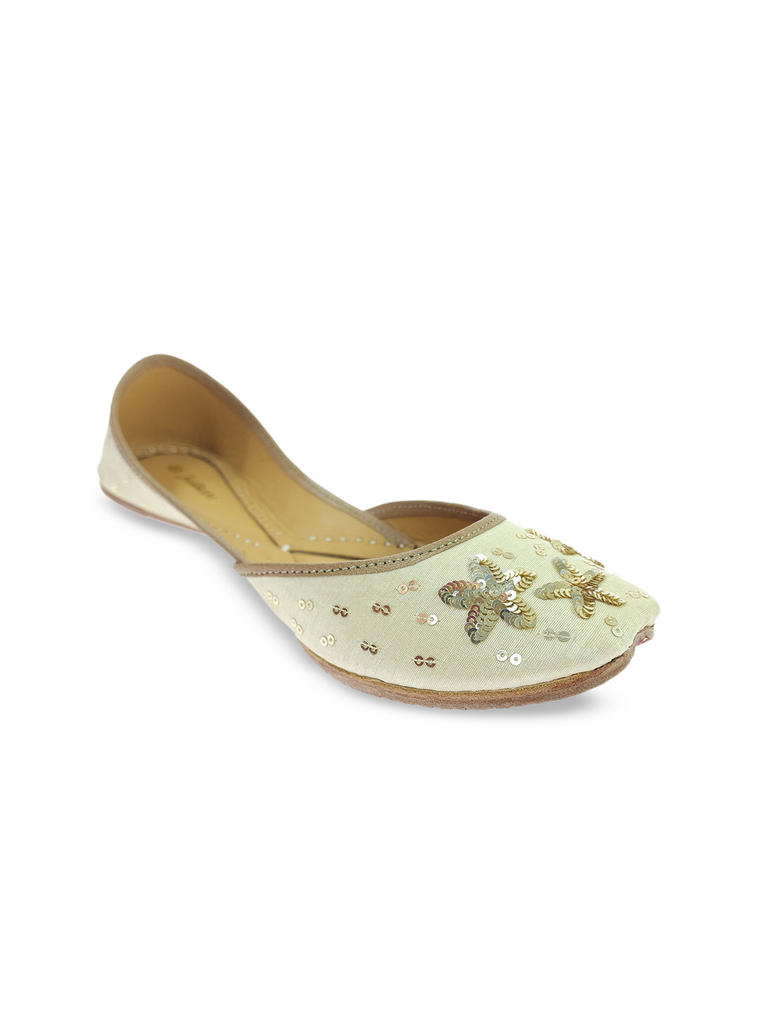 

Fulkari Women Embellished Ethnic Mojaris Flats, Beige