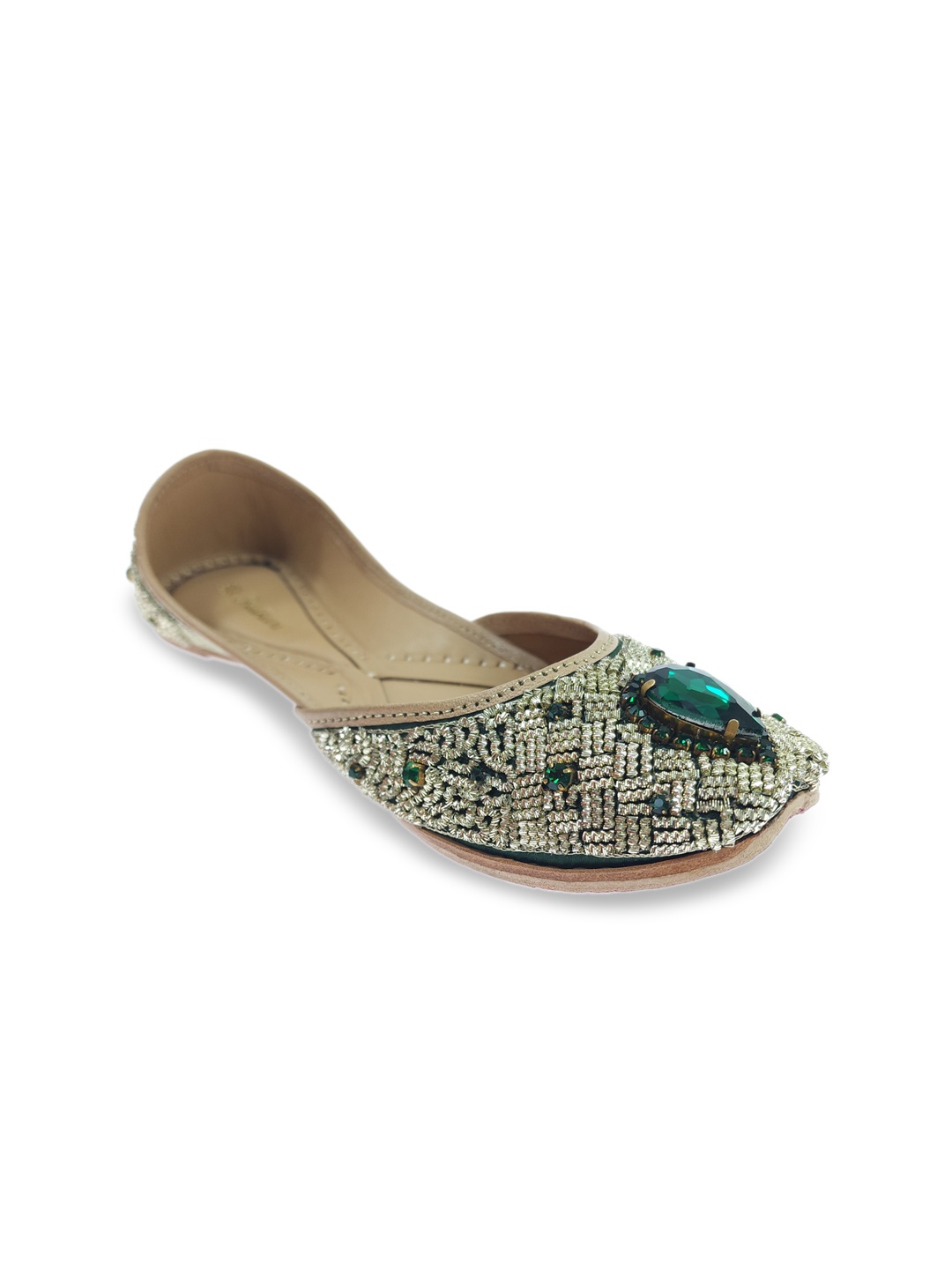 

Fulkari Women Embellished Ethnic Mojaris Flats, Green