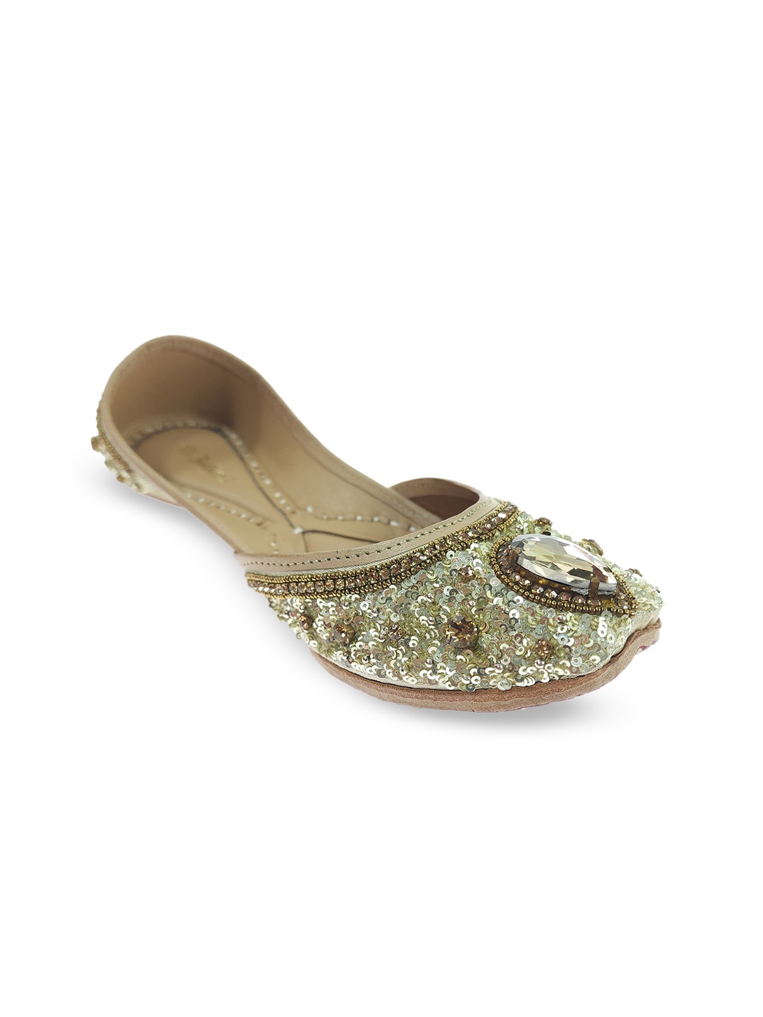 

Fulkari Women Embellished Ethnic Mojaris Flats, Gold