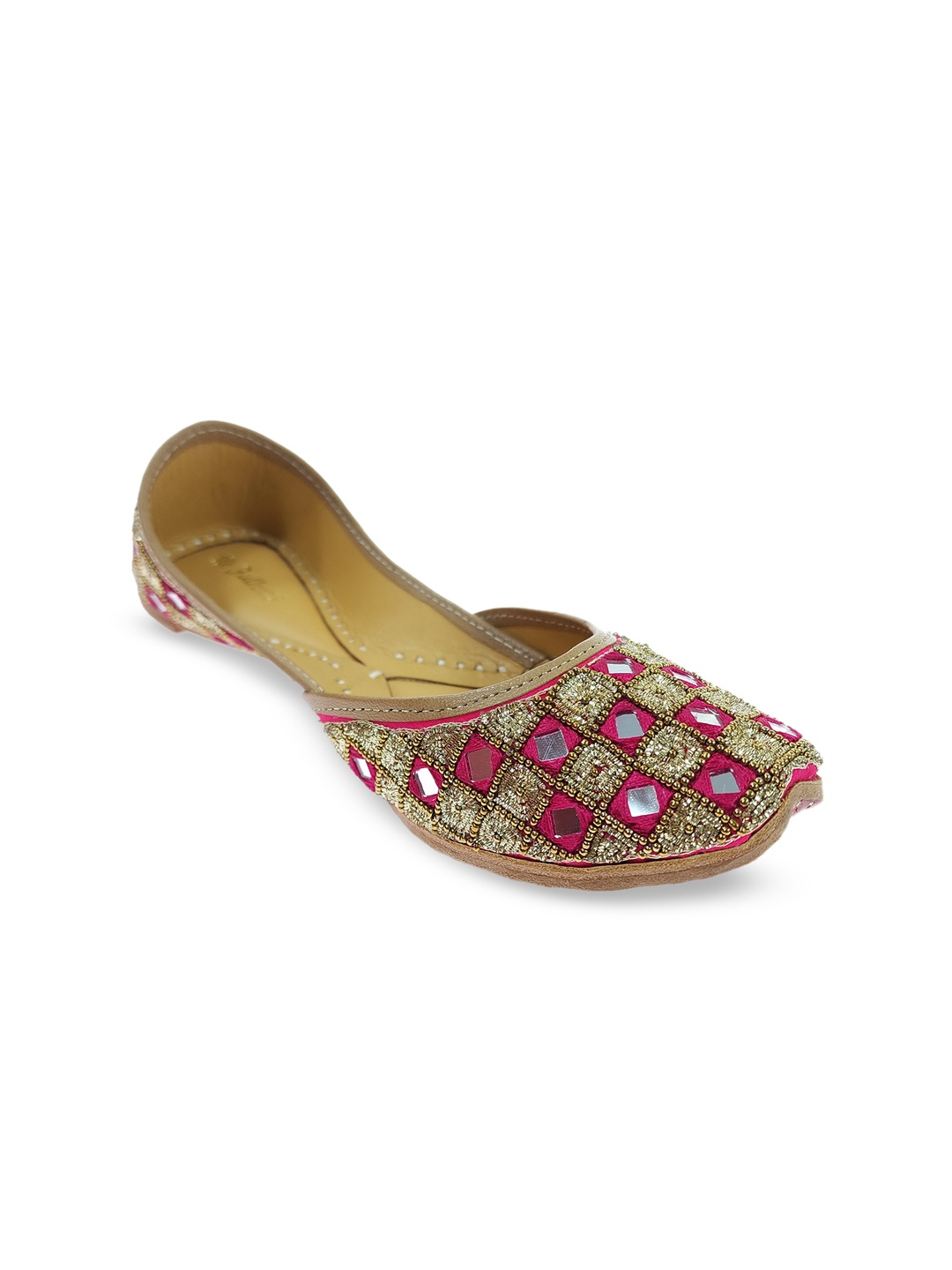 

Fulkari Women Embellished Ethnic Mojaris Flats, Magenta