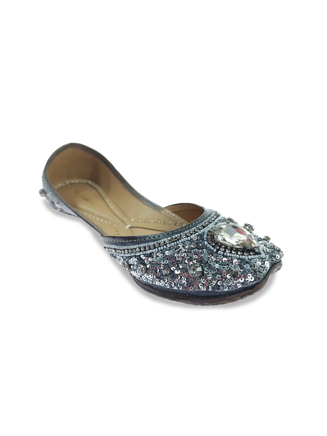 

Fulkari Women Embellished Ethnic Mojaris Flats, Grey