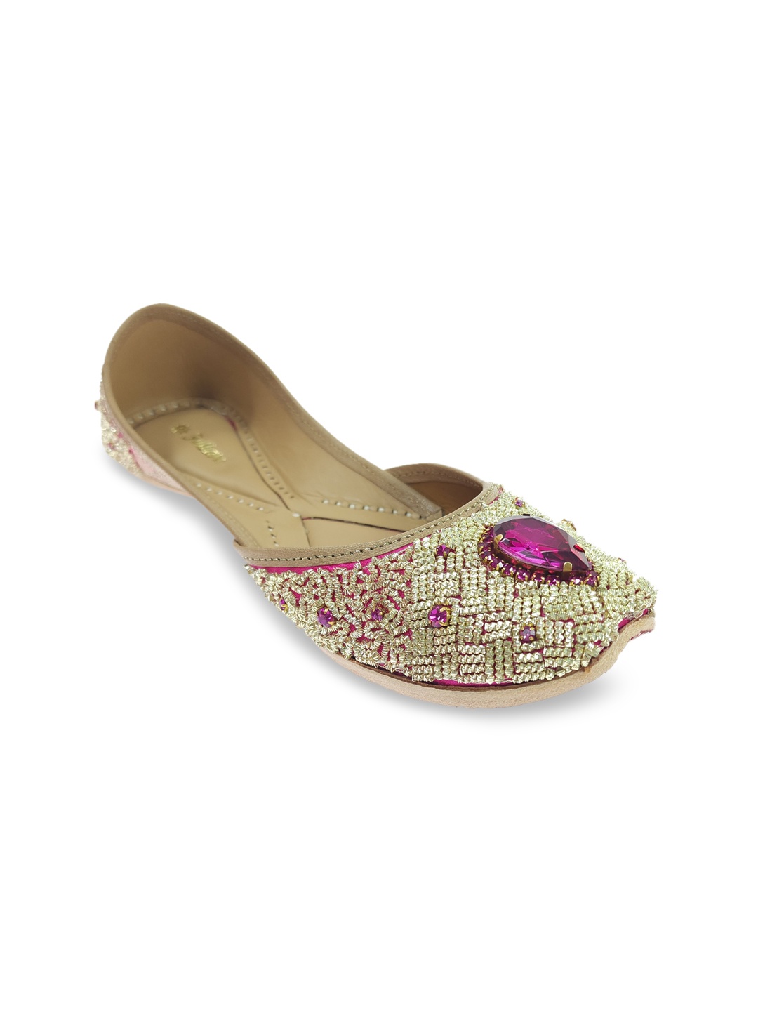 

Fulkari Women Embellished Ethnic Mojaris Flats, Magenta