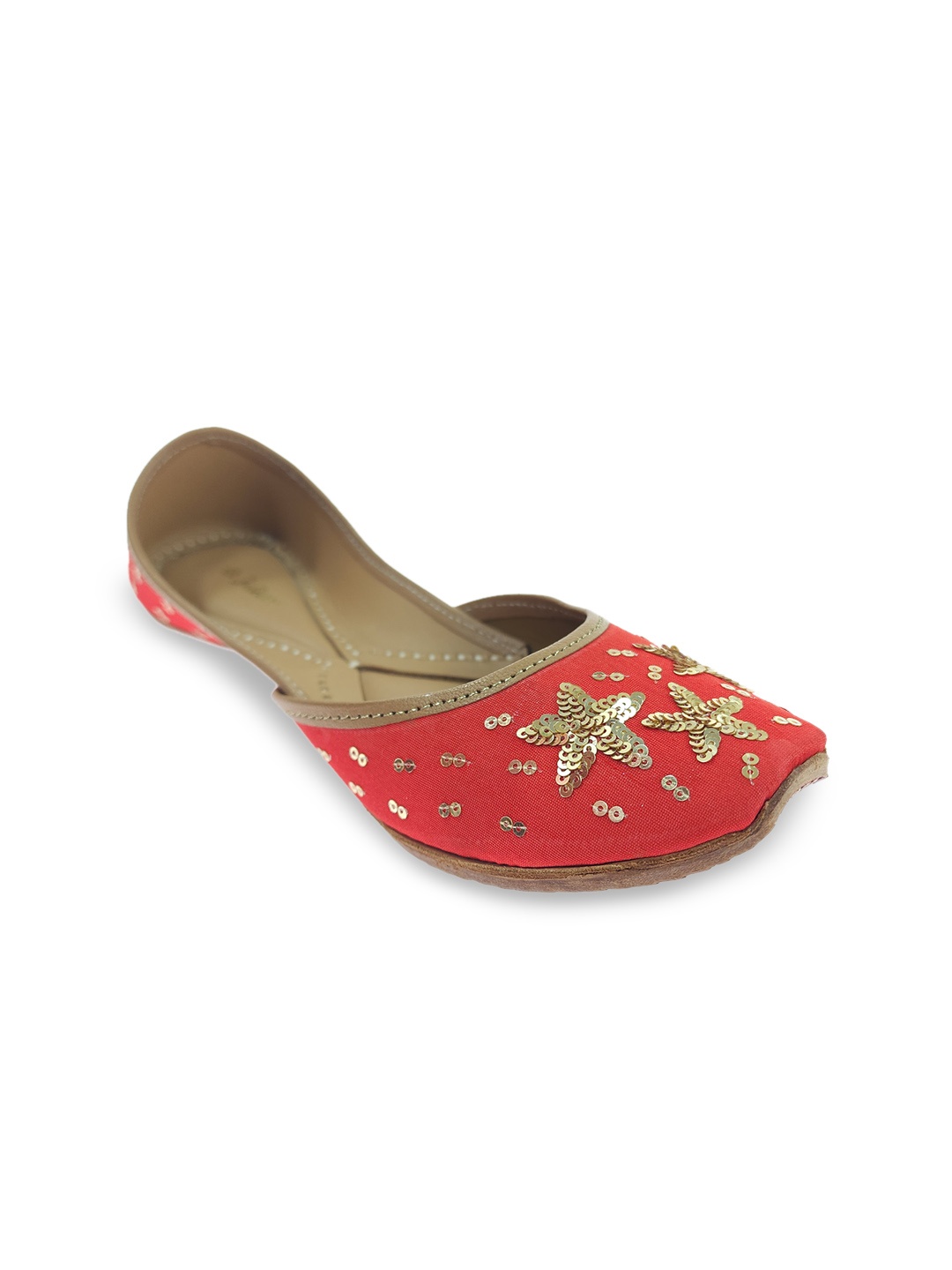 

Fulkari Women Embellished Ethnic Mojaris Flats, Red