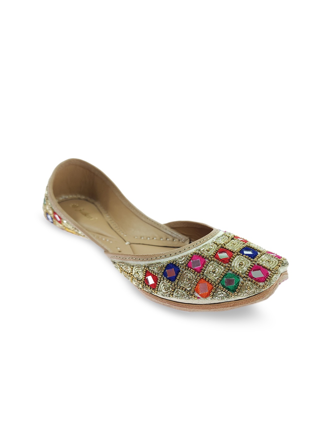 

Fulkari Women Embellished Ethnic Mojaris Flats, Gold