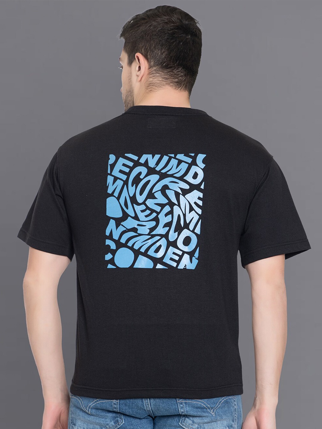 

Club York Men Typography Printed Drop-Shoulder Sleeves Cotton T-shirt, Black
