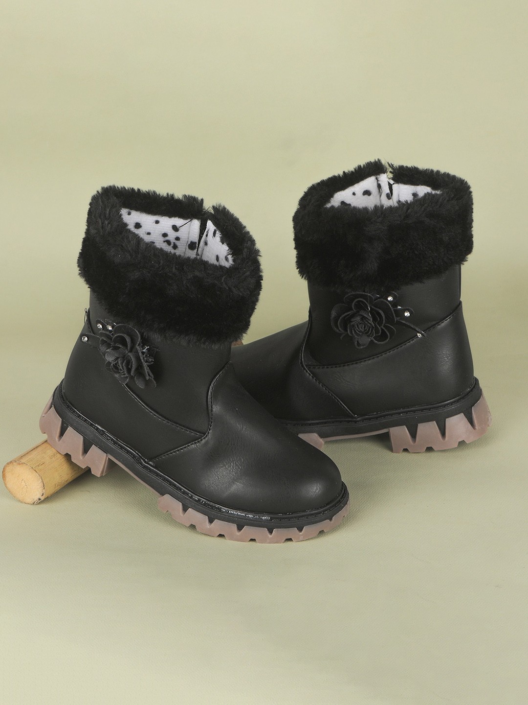 

FEETWELL SHOES Girls High-Top Boots, Black