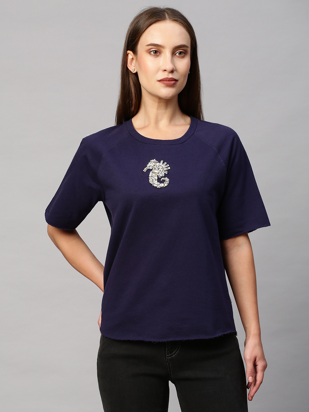 

Chemistry Women Cotton Sweatshirt, Navy blue