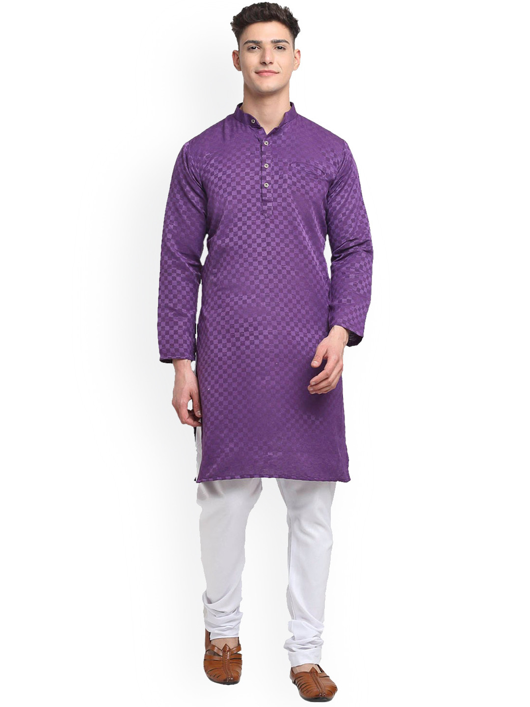 

Benstoke Men Kurta with Churidar, Purple