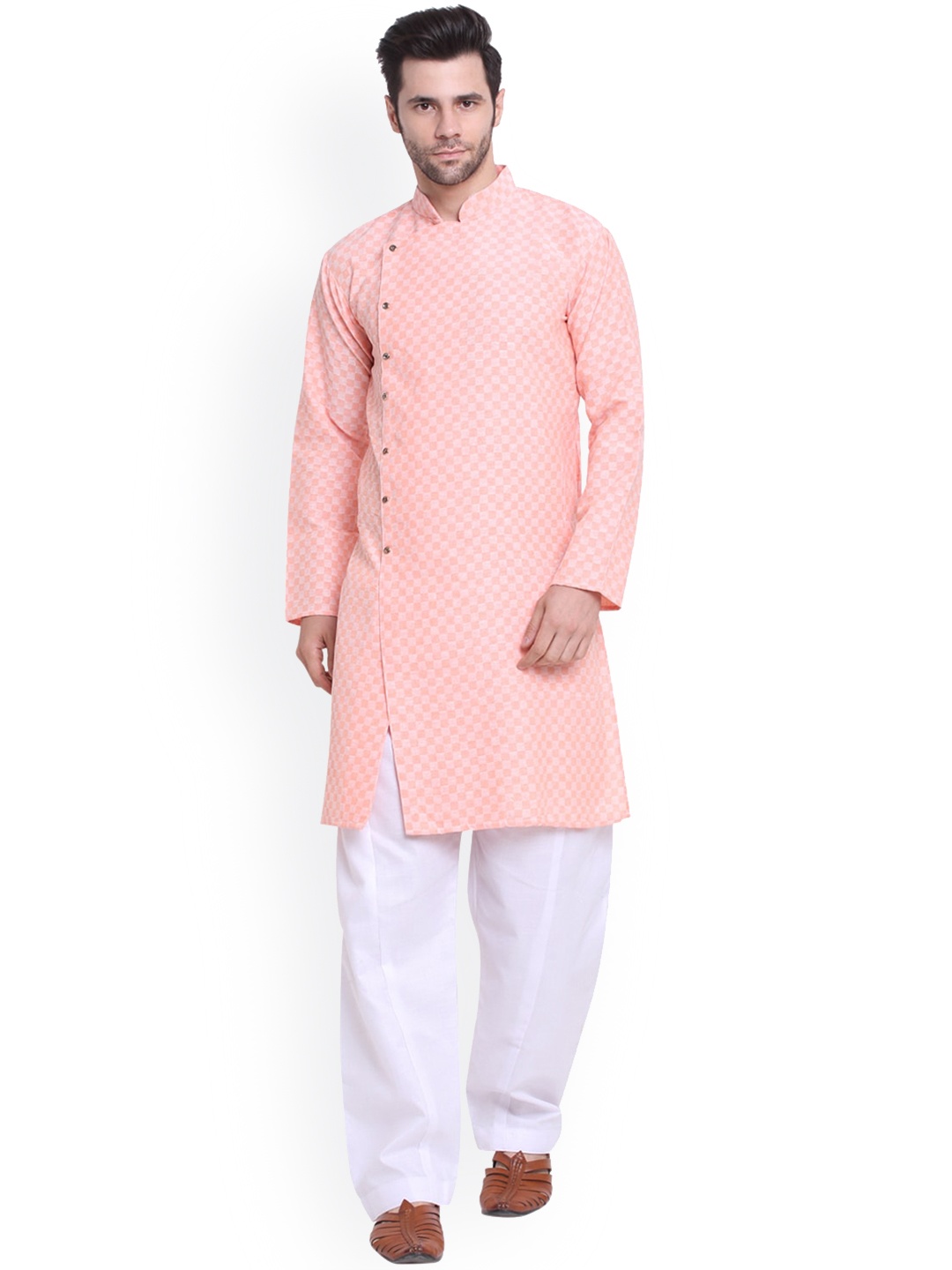

Benstoke Men Peach-Coloured Kurta with Salwar