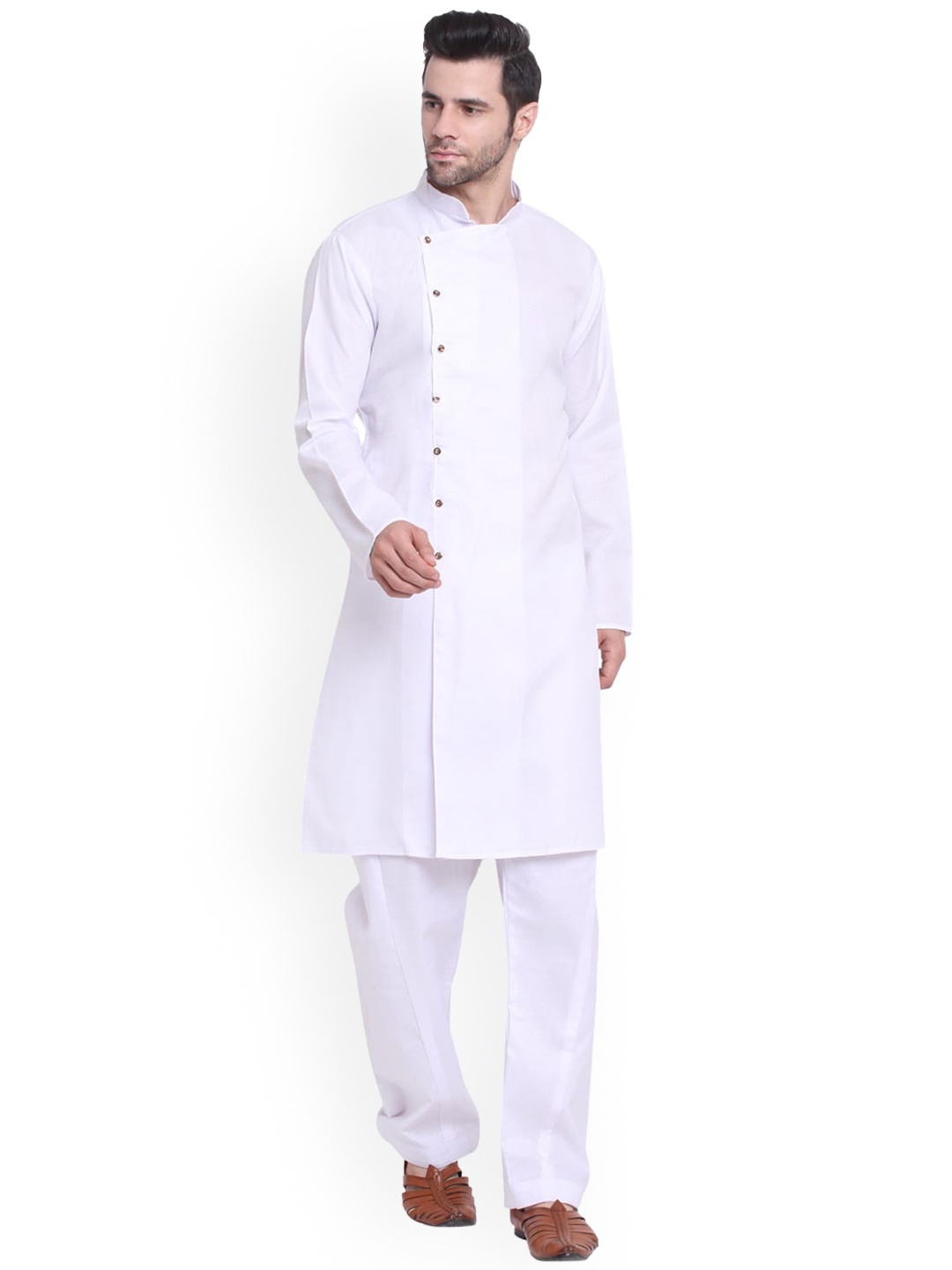 

Benstoke Men White Kurta with Salwar