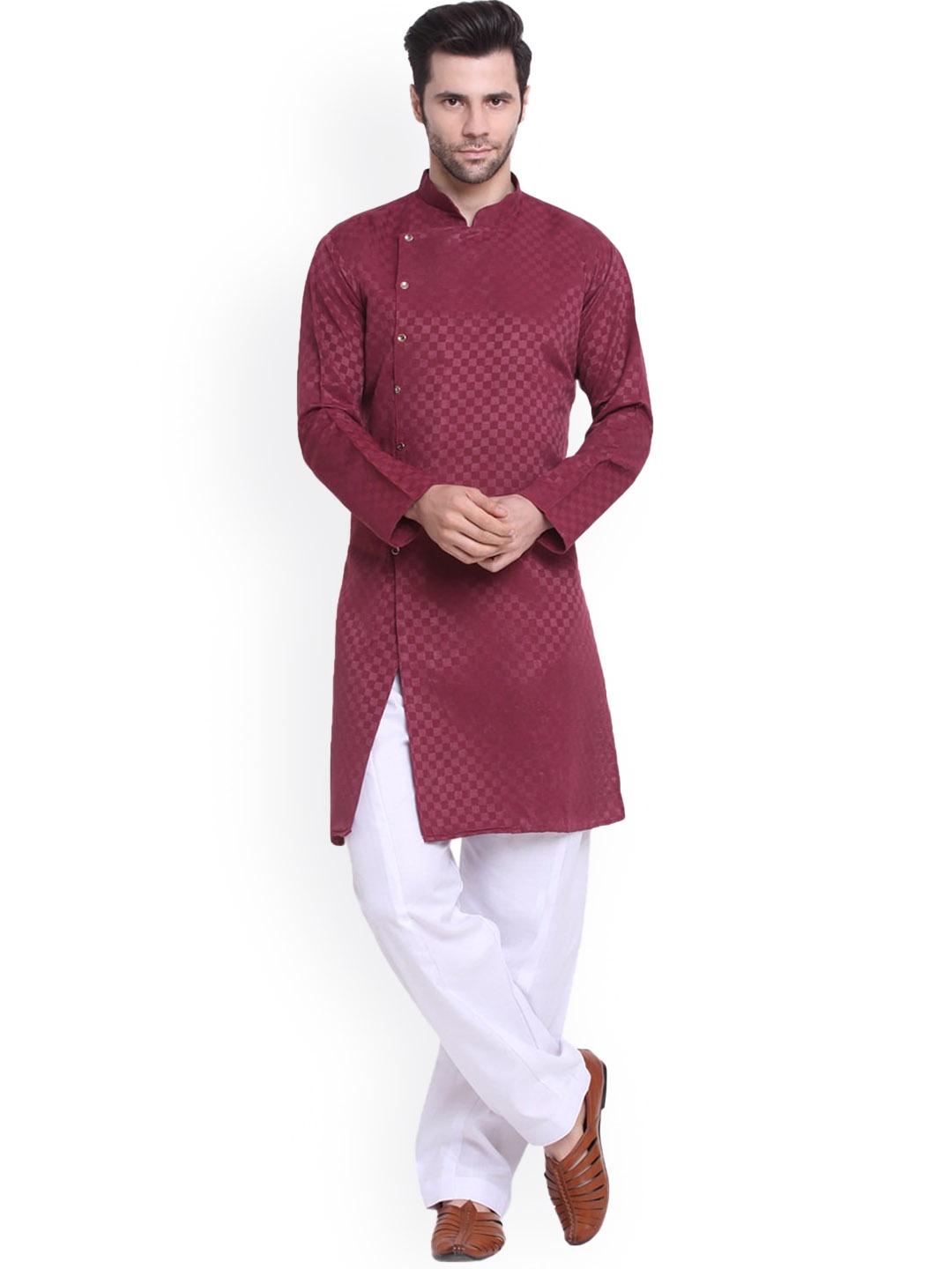 

Benstoke Men Maroon Kurta with Pyjamas