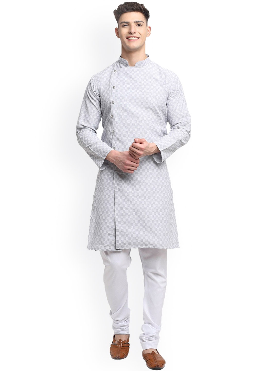 

Benstoke Men Grey Kurta with Churidar