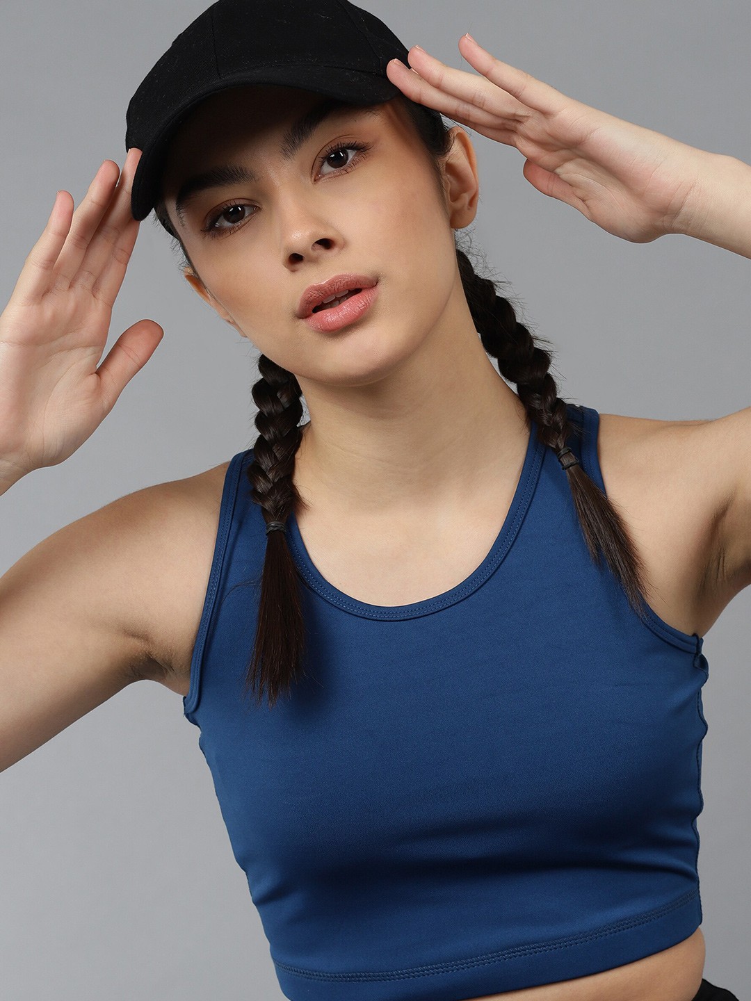 

Rock Paper Scissors Non Padded Seamless Sports Bra, Navy blue