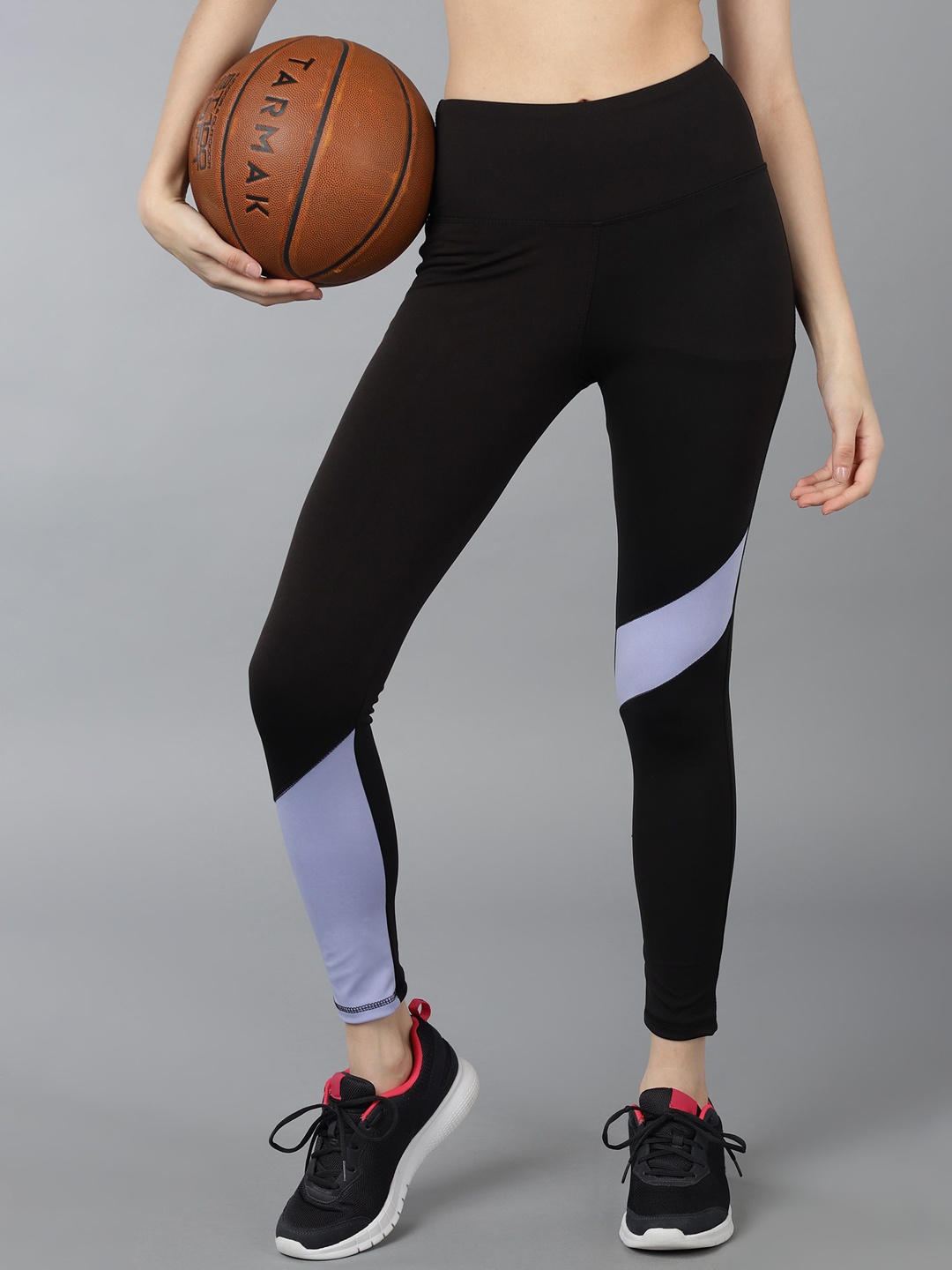 

Rock Paper Scissors Women Colorblocked High-Rise Tights, Black