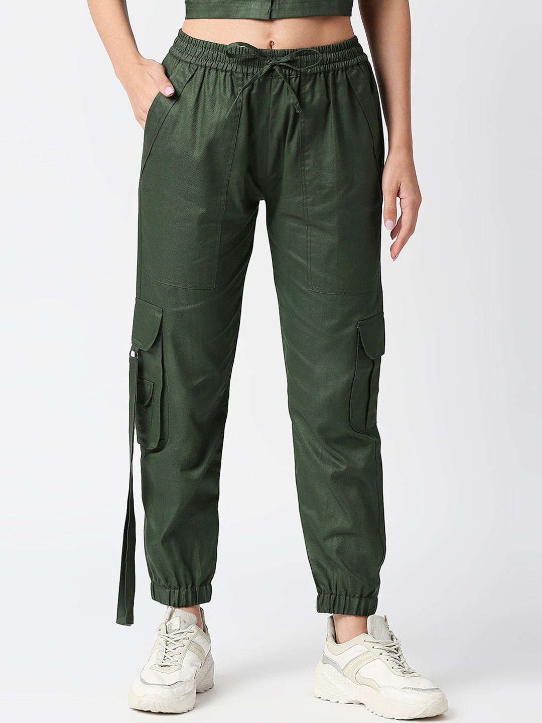 

Remanika Women Green Smart Easy Wash Joggers Trousers