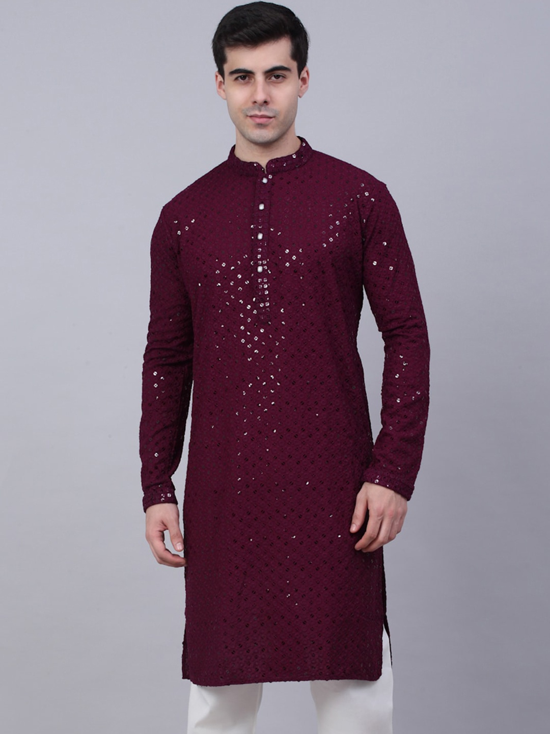 

Jompers Men Purple Thread Work Kurta