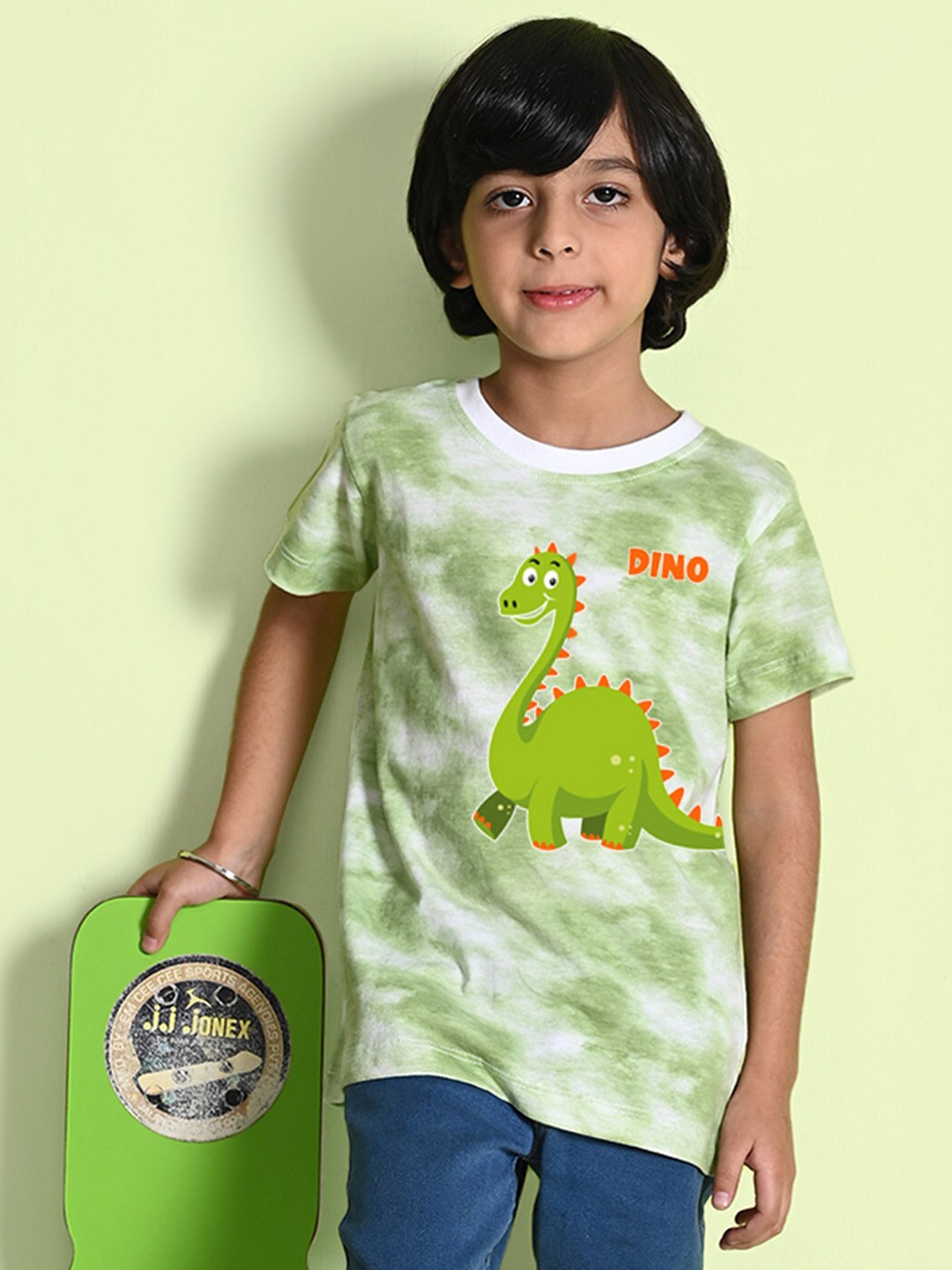 

NUSYL Boys Printed Tie and Dye Round Neck T-shirt, Green