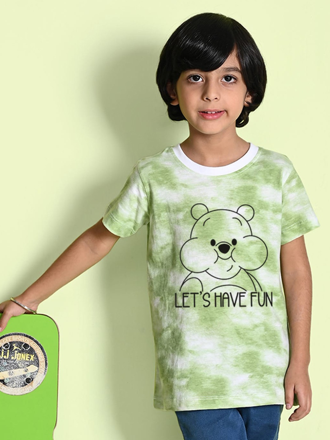 

NUSYL Boys Winnie The Pooh Printed Tie & Dye T-shirt, Green