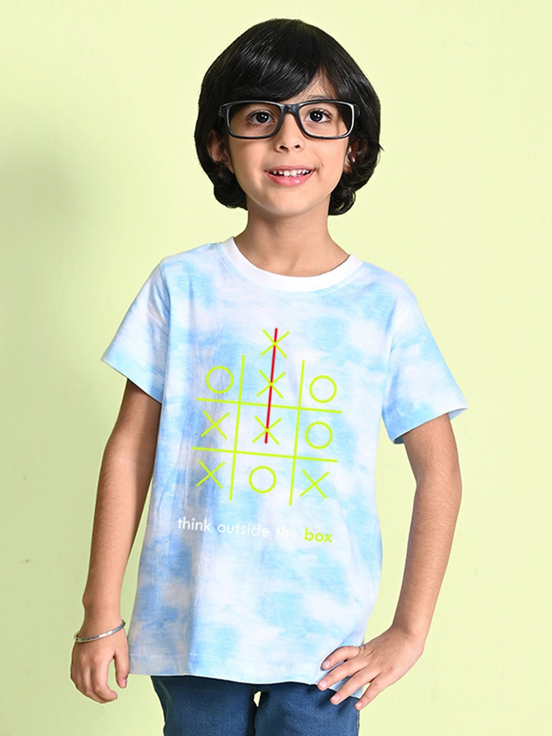

NUSYL Boys Printed Tie and Dye Round Neck T-shirt, Blue