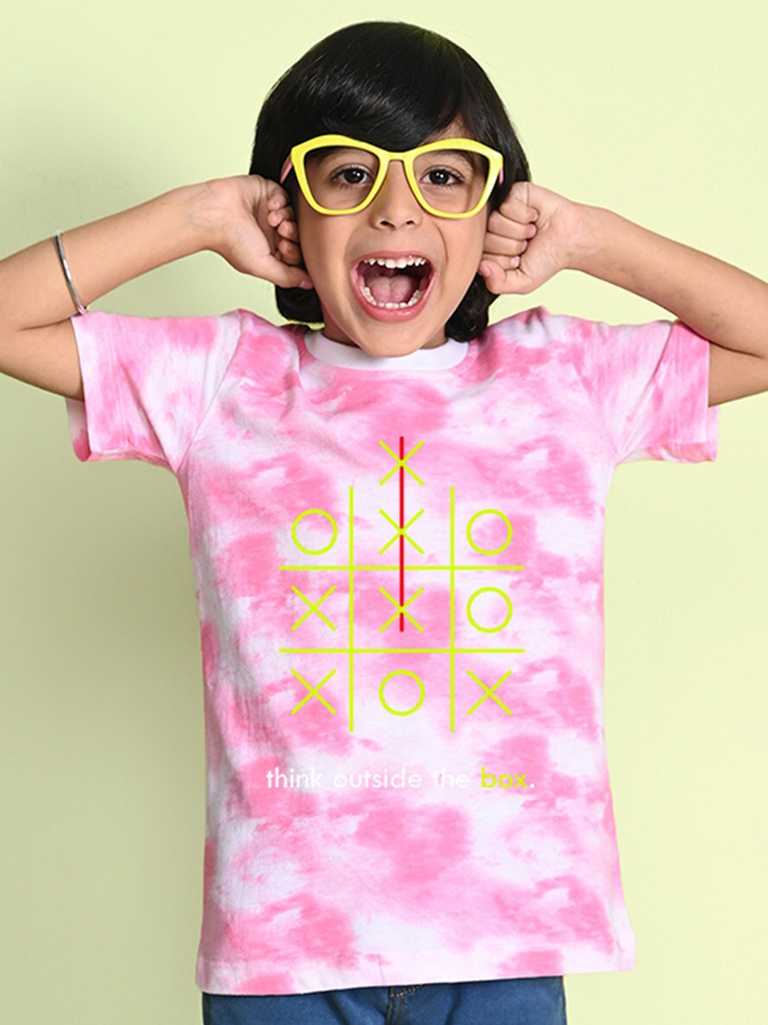 

NUSYL Boys Printed Tie and Dye Round Neck T-shirt, Pink