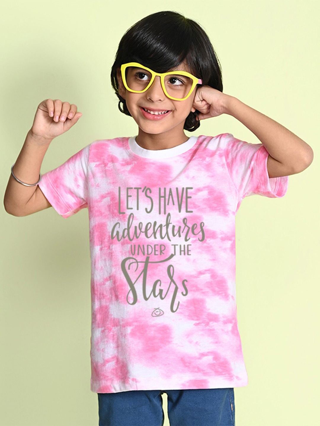 

NUSYL Boys Printed Tie and Dye Round Neck T-shirt, Pink