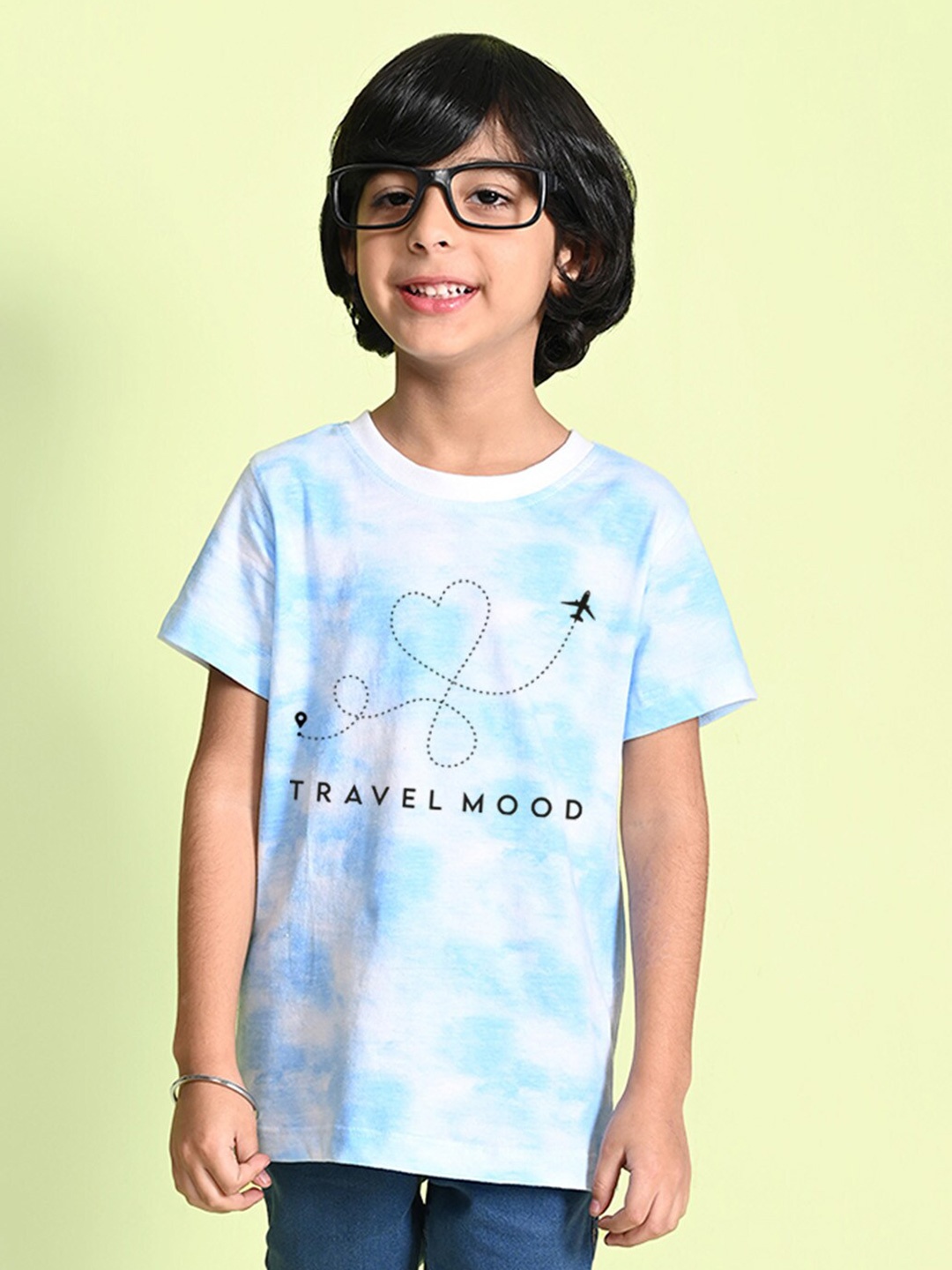 

NUSYL Boys Printed Tie and Dye Round Neck T-shirt, Blue