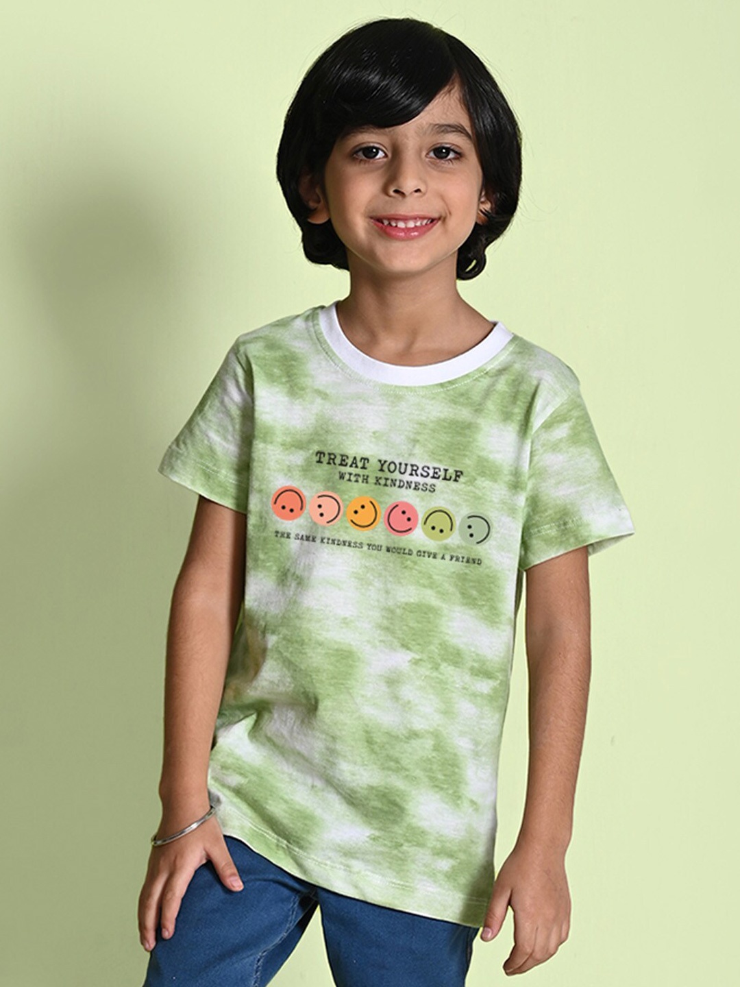 

NUSYL Boys Tie and Dye Printed T-shirt, Green