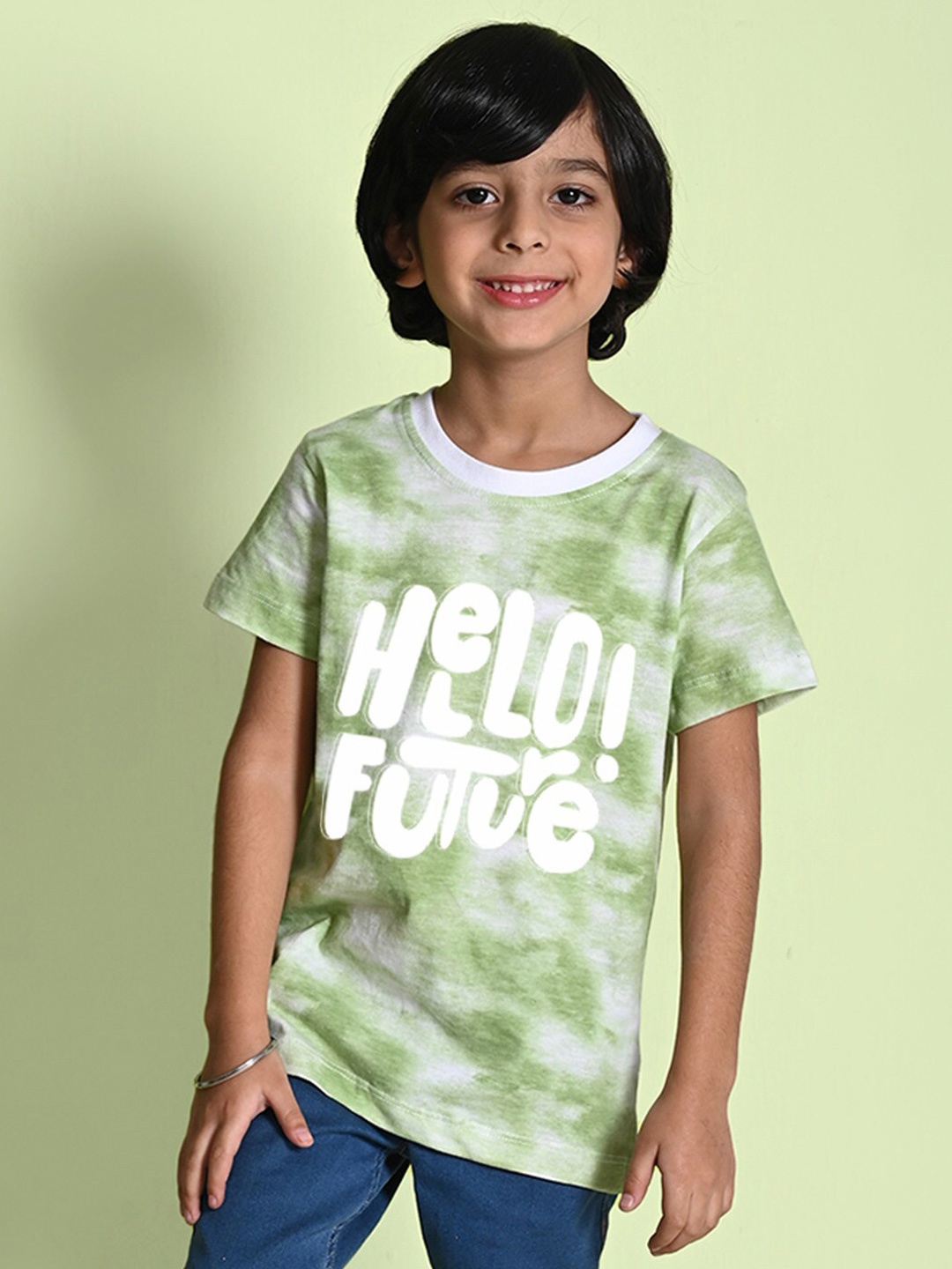 

NUSYL Boys Dyed Round Neck T-shirt, Green