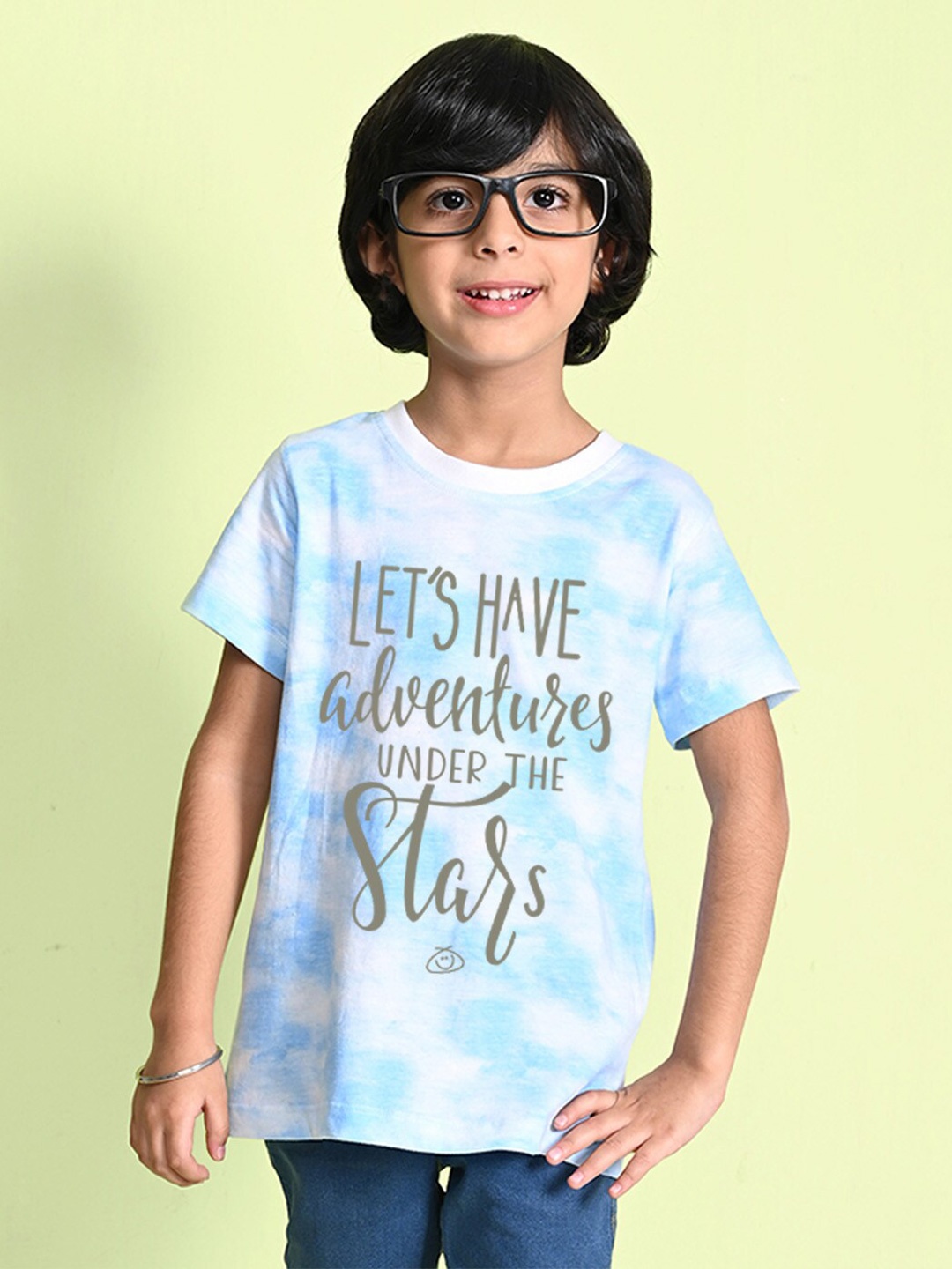 

NUSYL Boys Printed Tie and Dye Round Neck T-shirt, Blue