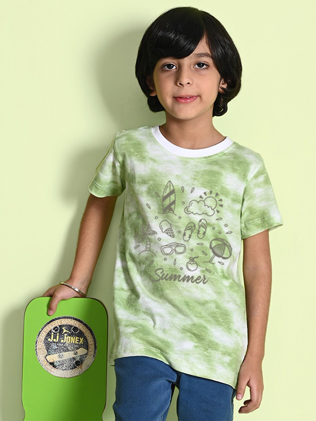 

NUSYL Boys Dyed Round Neck T-shirt, Green