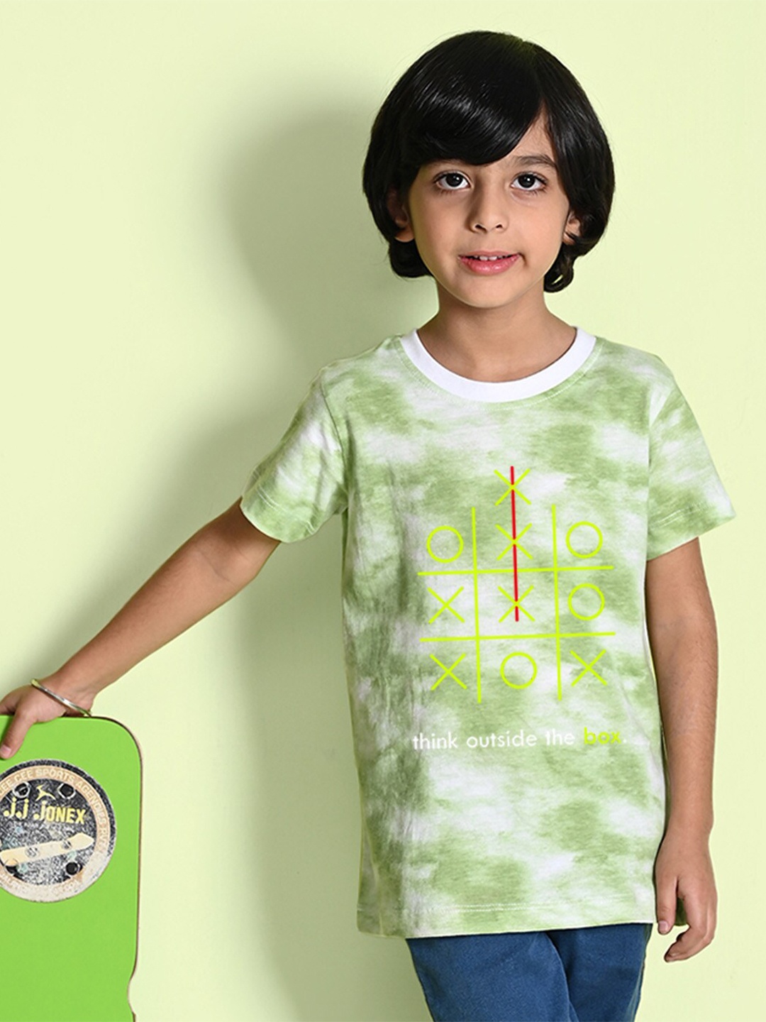 

NUSYL Boys Printed Tie and Dye Round Neck T-shirt, Green