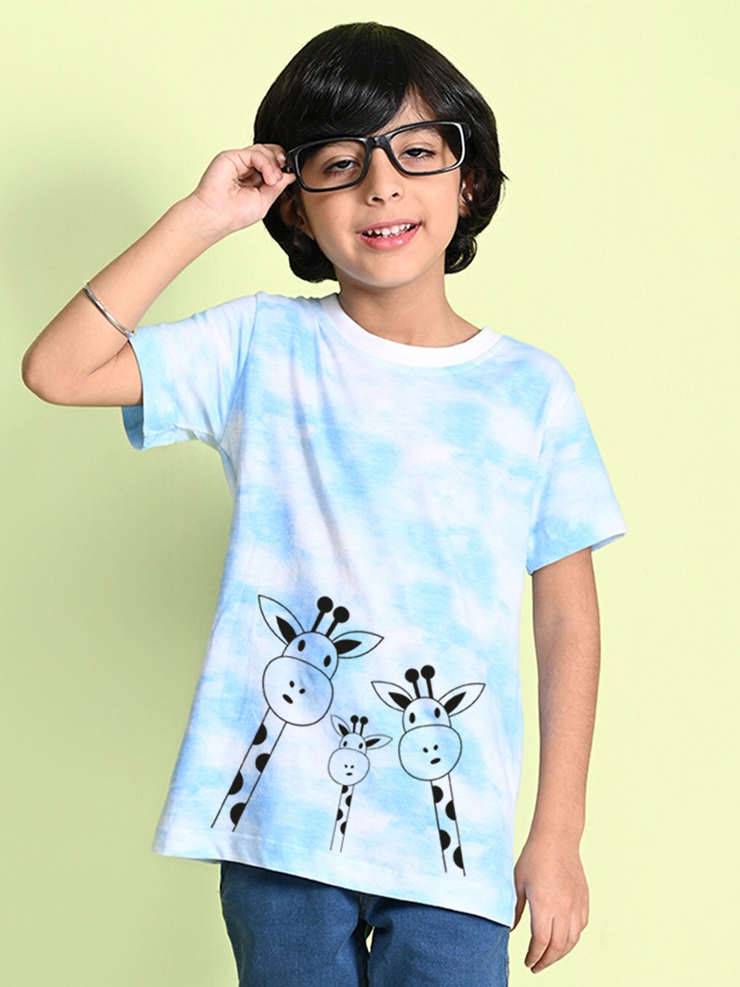 

NUSYL Boys Printed Tie and Dye Round Neck T-shirt, Blue