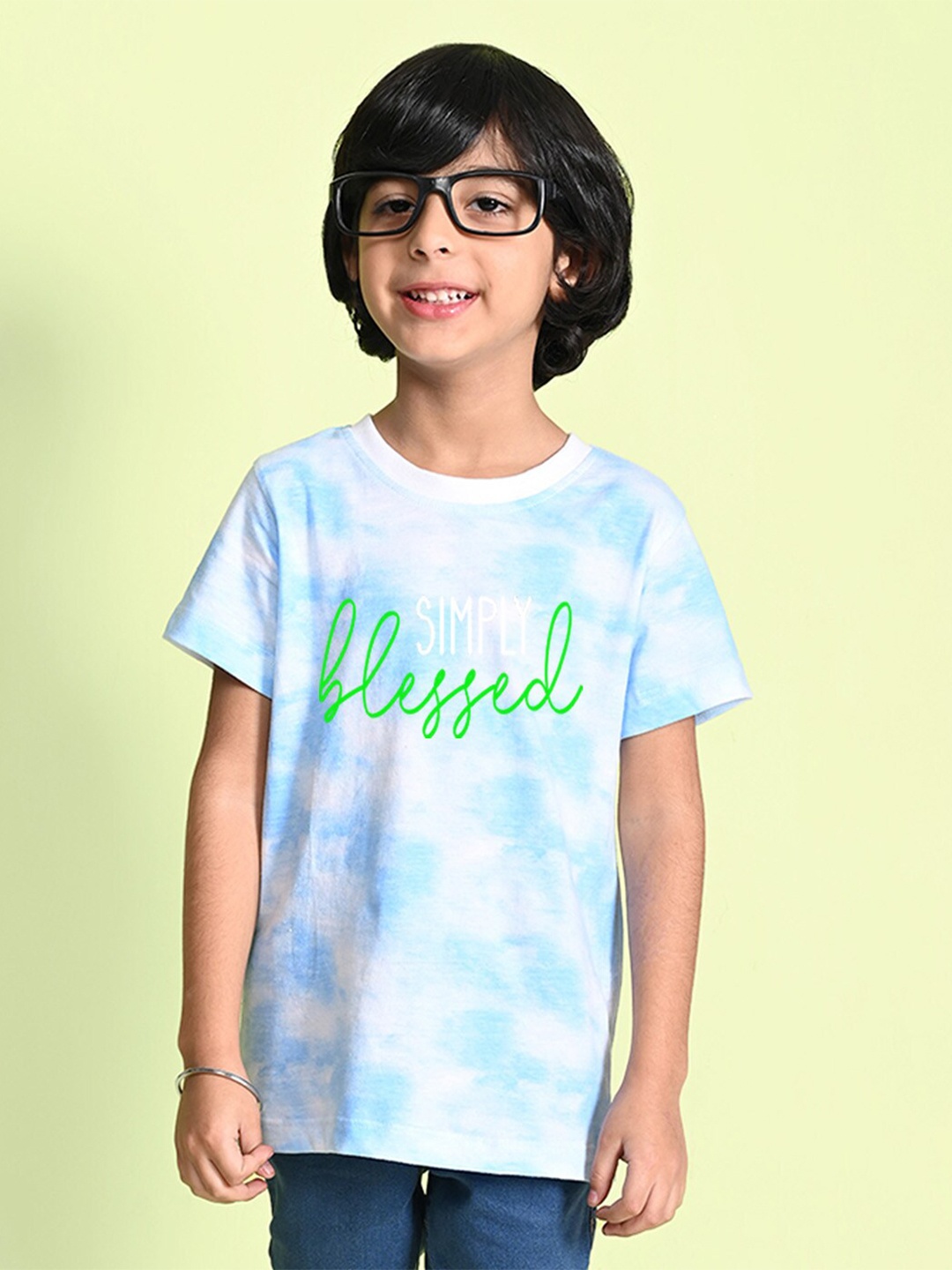 

NUSYL Boys Printed Tie and Dye Round Neck T-shirt, Blue