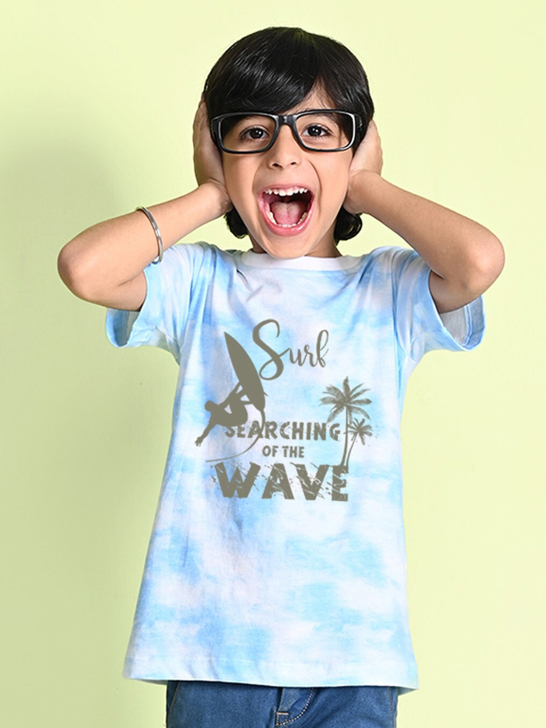 

NUSYL Boys Printed Tie and Dye Round Neck T-shirt, Blue