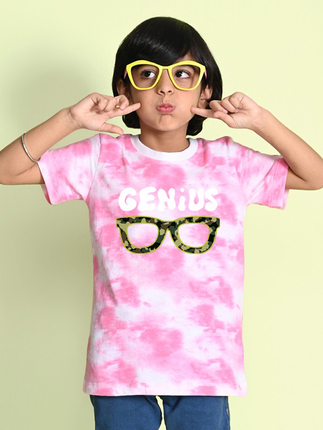 

NUSYL Boys Printed Tie and Dye Round Neck T-shirt, Pink