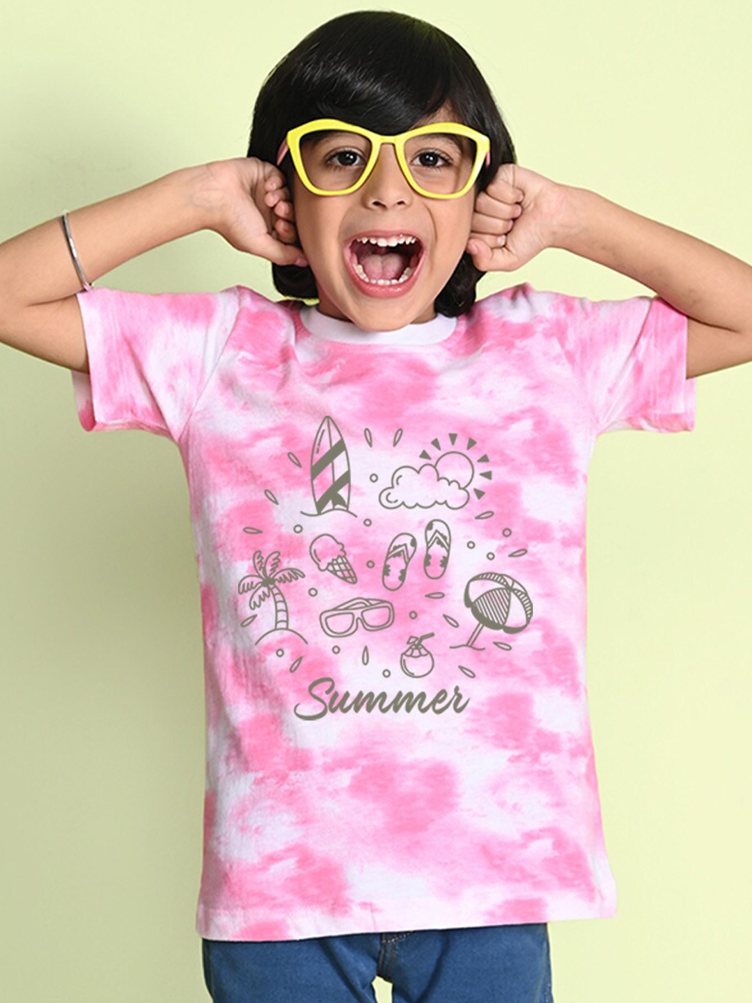 

NUSYL Boys Dyed Round Neck T-shirt, Pink