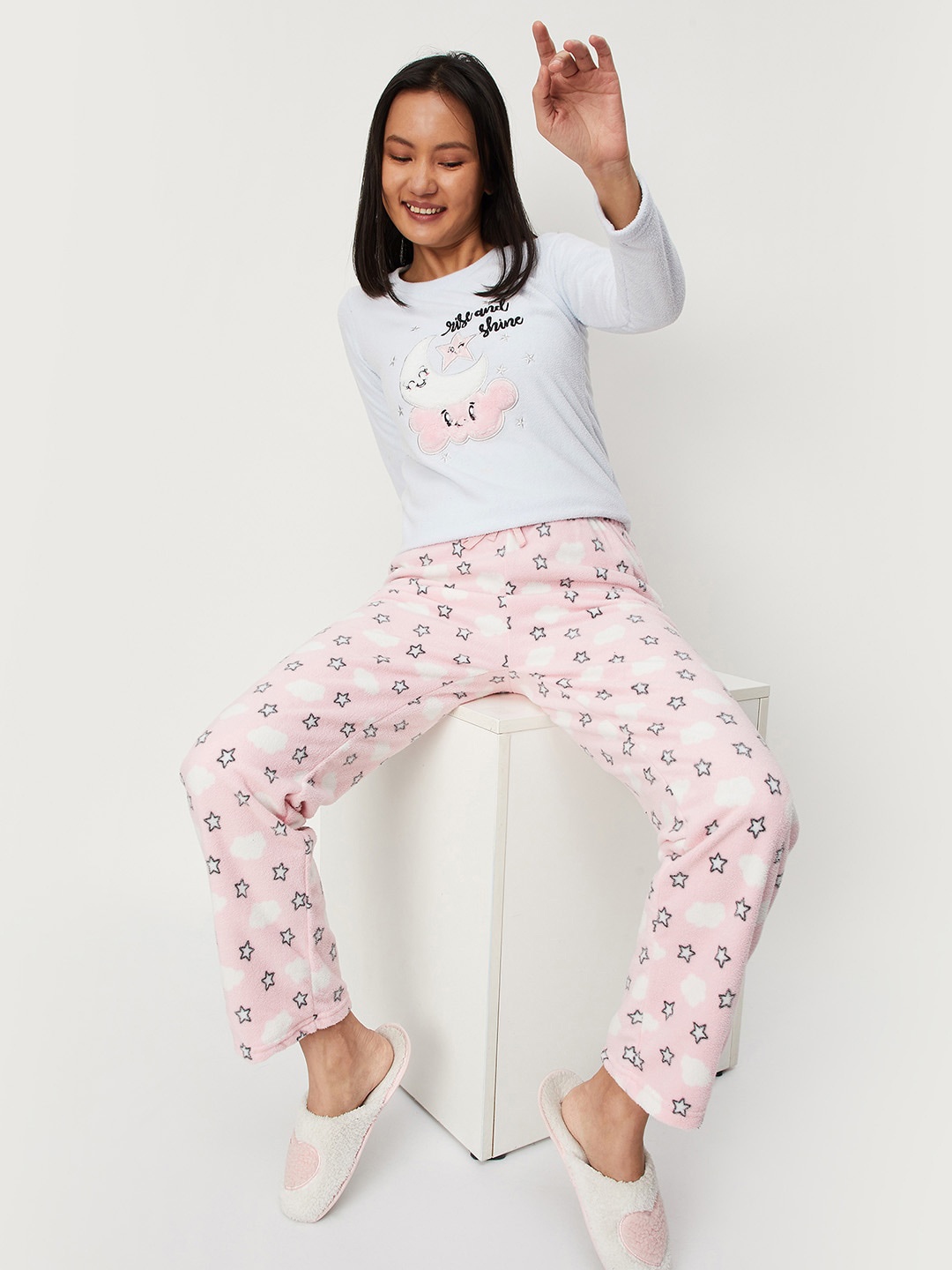 

max Women Printed Night suit, Blue