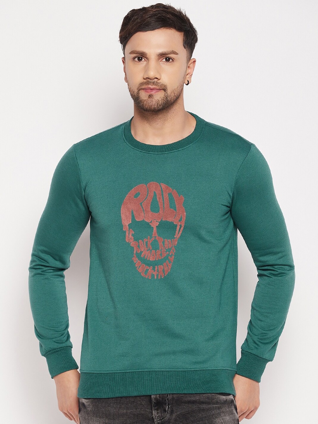 

STROP Men Printed Cotton Sweatshirt, Green